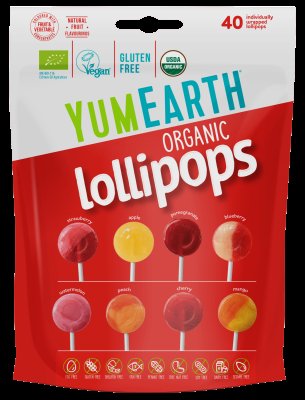 YumEarth BIO Ovocná lízátka Mix 8 příchutí 40ks