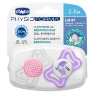 Chicco Šidítko Physio Light silikonové 2-6m, dívka - tečky/tukan 2ks