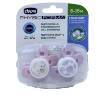 Chicco Šidítko Physio Comfort silikonové 6-16m, dívka - kočka/tečky 2ks Chicco Šidítko Physio Comfort silikonové 6-16m, dívka - kočka/tečky 2ks