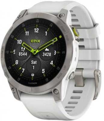 Garmin Epix Sapphire, Titan/White Silicone Band