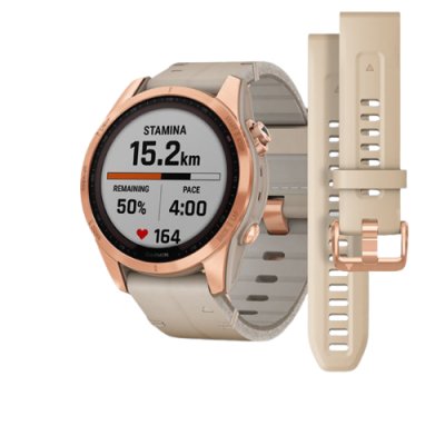 Garmin fenix 7S PRO Sapphire Solar Style, Titan Rose Gold / Limestone Leather Band