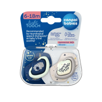 Canpol babies Set symetrických silikonových dudlíků Light touch 6-18m Sleepy Koala, modrý 2ks