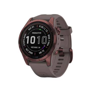 Garmin Fenix 7s PRO Sapphire Solar, Titan Dark Bronze/ Gray Silicone Band