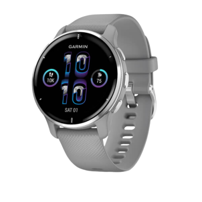 Garmin Venu 2 Plus, nerezová luneta Silver, pouzdro Gray