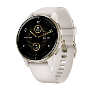 Garmin Venu 2 Plus, nerezová luneta Cream Gold, pouzdro White