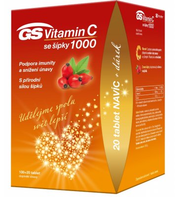 GS II. jakost GS Vitamin C1000 + šípky tbl. 100+20 dárek 2021 ČR/SK 120 tablet