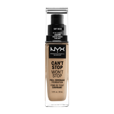 NYX Professional Makeup Professional Makeup Can't Stop Won't Stop 24 hour Foundation Vysoce krycí make-up - 7.5 Soft Beige 30 ml