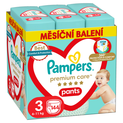 Pampers PAMPERS Premium Care Plenkové Kalhotky Vel. 3 (144 Kusů) 144 ks