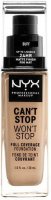 NYX Professional Makeup Can't Stop Won't Stop 24 hour Foundation Vysoce krycí make-up - 10 Buff 30 ml