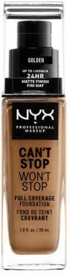 NYX Professional Makeup Can't Stop Won't Stop 24 hour Foundation Vysoce krycí make-up - 13 Golden 30 ml