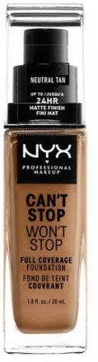 NYX Professional Makeup Can't Stop Won't Stop 24 hour Foundation Vysoce krycí make-up - 12.7 Neutral Tan 30 ml