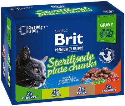 Brit Premium Cat kapsa Sterilised Plate 12 x 100 g