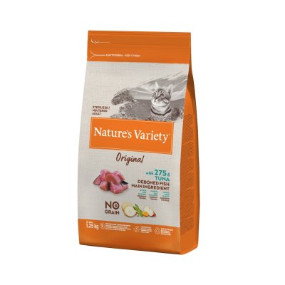 Nature's Variety Original cat sterilised bez obilovin s tuňákem 1.25 kg