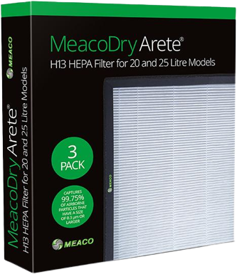 Meaco HEPA H13 filtr pro odvlhčovače Meaco Dry Arete 20L a 25L, 3 ks