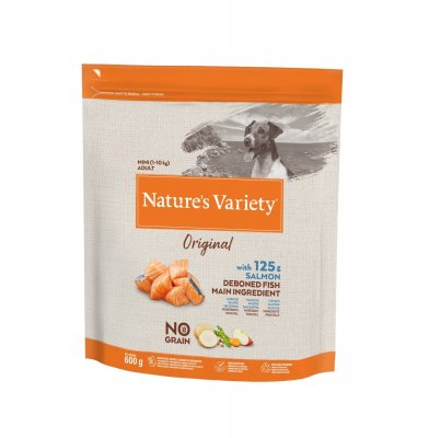 Nature's Variety Original mini adult dog bez obilovin s lososem 600 g