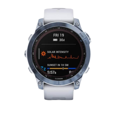 Garmin Fenix 7 PRO Sapphire Solar, Titan Blue/ White Silicone Band