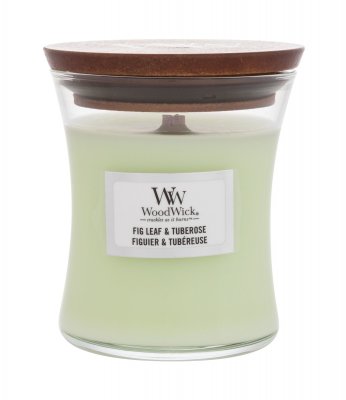 WoodWick Fig Leaf & Tuberose vonná svíčka 85 g