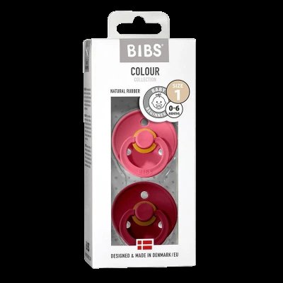 Bibs Colour Dudlíky z přírodního kaučuku - velikost 1, Coral/Ruby 2 ks