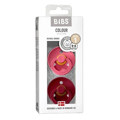 Bibs Colour Dudlíky z přírodního kaučuku - velikost 1, Coral/Ruby 2 ks