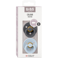 Bibs Colour Dudlíky z přírodního kaučuku - velikost 1, Iron/Baby Blue 2 ks