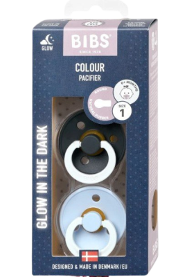Bibs Colour Noční dudlíky z přírodního kaučuku - velikost 1, Iron/Baby Blue 2 ks