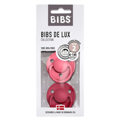 Bibs Colour Dudlíky z přírodního kaučuku - velikost 2, Coral/Ruby 2 ks