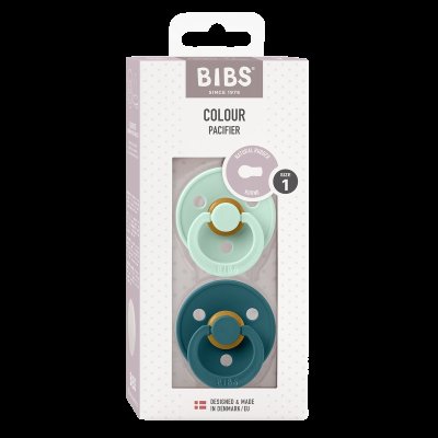 Bibs Colour Dudlíky z přírodního kaučuku - velikost 1, Nordic Mint/Forest Lake 2 ks