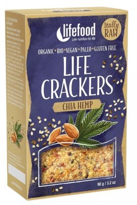 Lifefood LIFE CRACKERS BIO RAW Konopné s chia 90 g