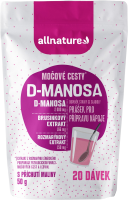 Allnature D-Manosa s brusinkovým extraktem - příchuť malina 50 g