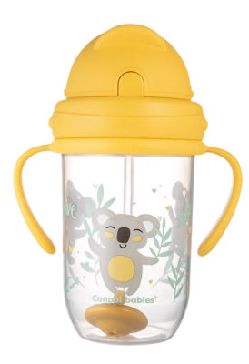 Canpol babies Exotic Animals Nevylévací hrneček se slámkou a závažím žlutý 270ml