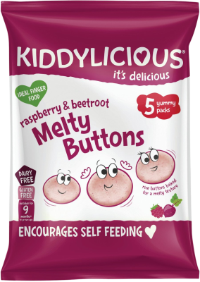 Kiddylicious Ovocno - zeleninové knoflíčky Malina s řepou 5 x 6 g