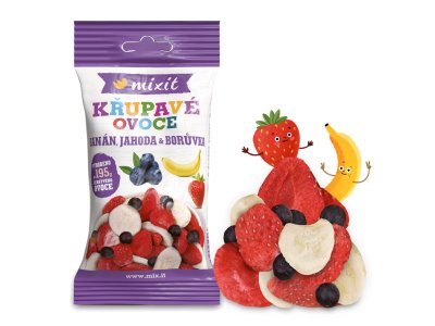 Mixit Křupavé ovoce do kapsy - Křupavý banán, jahoda, borůvka 5 ks