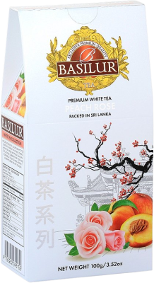 Basilur White Tea Peach Rose papír 100 g