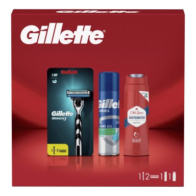 Gillette Dárková sada holicí strojek Mach3 + gel Gillette Series 200 ml + sprchový gel Old Spice 250 ml 3 ks