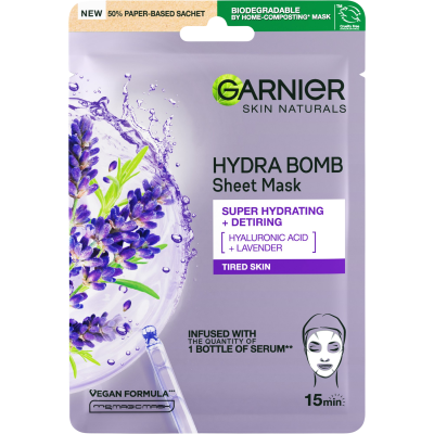 Garnier Skin Naturals Hydratační textilní maska proti projevům únavy s výtažkem z levandule 28 g