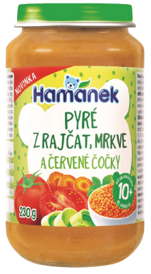 Hamánek Pyré z rajčat mrkve a červené čočky 230 g