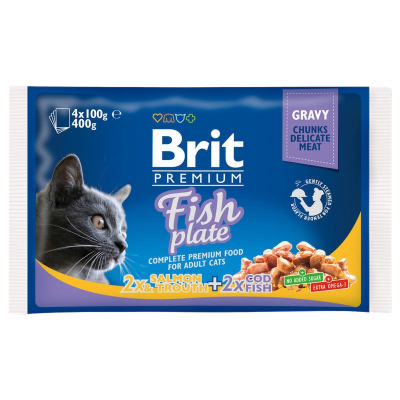 Brit Premium Cat kapsa Fish Plate 4 x 100 g