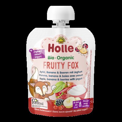 Holle Fruity Fox - bio dětské ovocné pyré s jogurtem 85 g