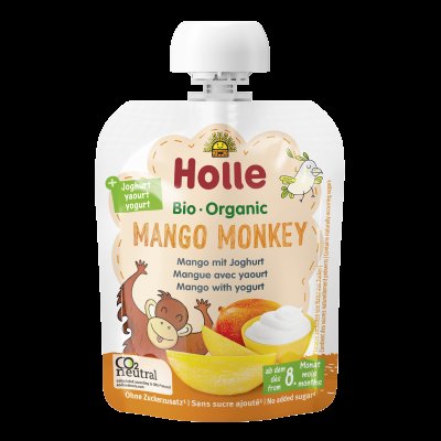 Holle Mango Monkey - BIO Dětské ovocné pyré s jogurtem 85 g