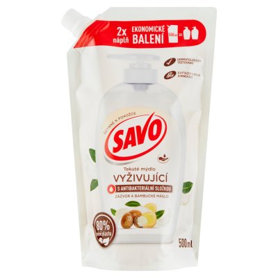 Savo Tekuté mýdlo s antibakteriální složkou Bambucké máslo a zázvor, náhradní náplň 500 ml