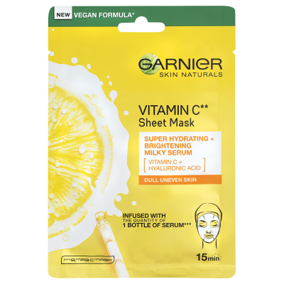 Garnier Skin Naturals hydratační textilní maska pro rozjasnění pleti s vitamínem C 28 g