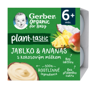 Gerber Organic 100% rostlinný dezert jablko a ananas s kokosovým mlékem kus 4 x 90 g