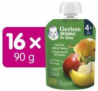 Gerber Organic kapsička hruška, jablko a banán karton 16 x 90 g