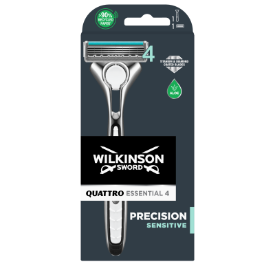 Wilkinson Sword Sword Quattro Essential Precision Sensitive - holicí strojek + 1 náhradní hlavice