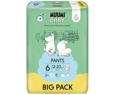 Muumi Baby Pants 6 Junior 12-20 kg kalhotkové eko pleny 52 ks