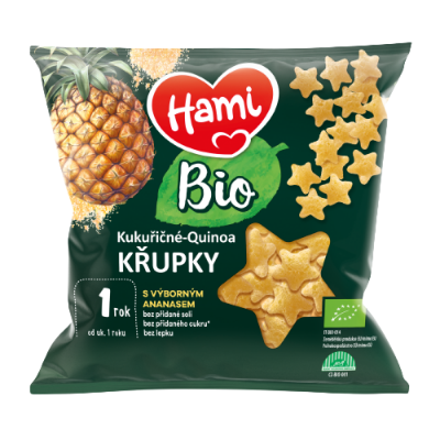 Hami BIO kukuřičné-quinoa křupky s výborným ananasem 12+ 20 g