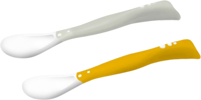 BabyOno Dětská flexibilní lžička - šedá, žlutá 2 ks