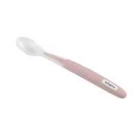 BabyOno Lžička silikonová s měkkým koncem růžová 6m+