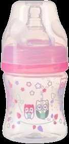 BabyOno Láhev antikoliková Klasik růžová 0m+ 120 ml