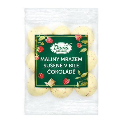 Diana Company Maliny mrazem sušené v bílé čokoládě 100 g